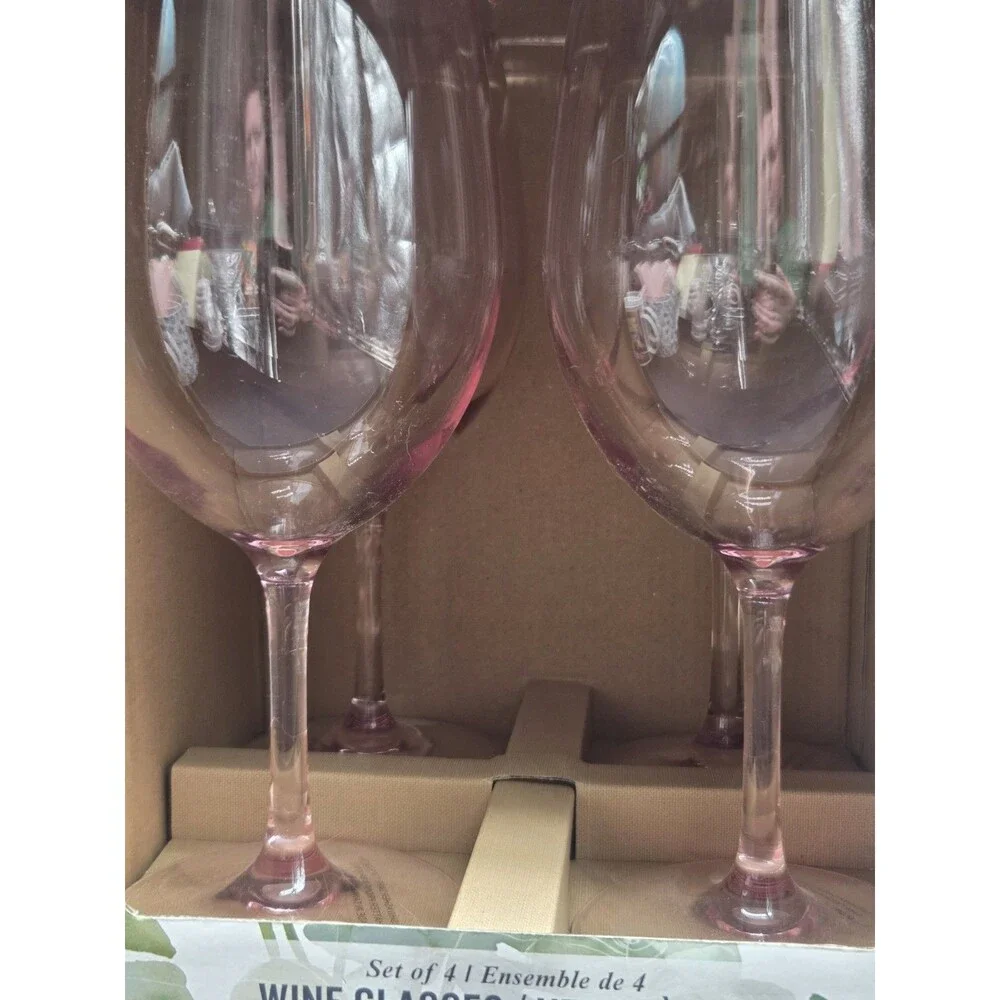 Set Of 4 Tommy Bahama Shatterproof BPA Free Wine Glasses Pink